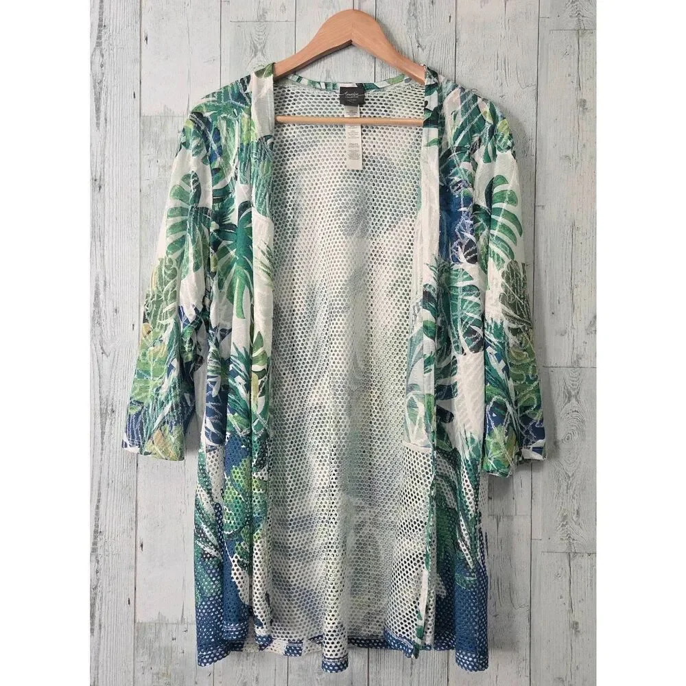 Chico's Travelers Collection Tropical Open Mesh Coverup Sz. 3 / XL